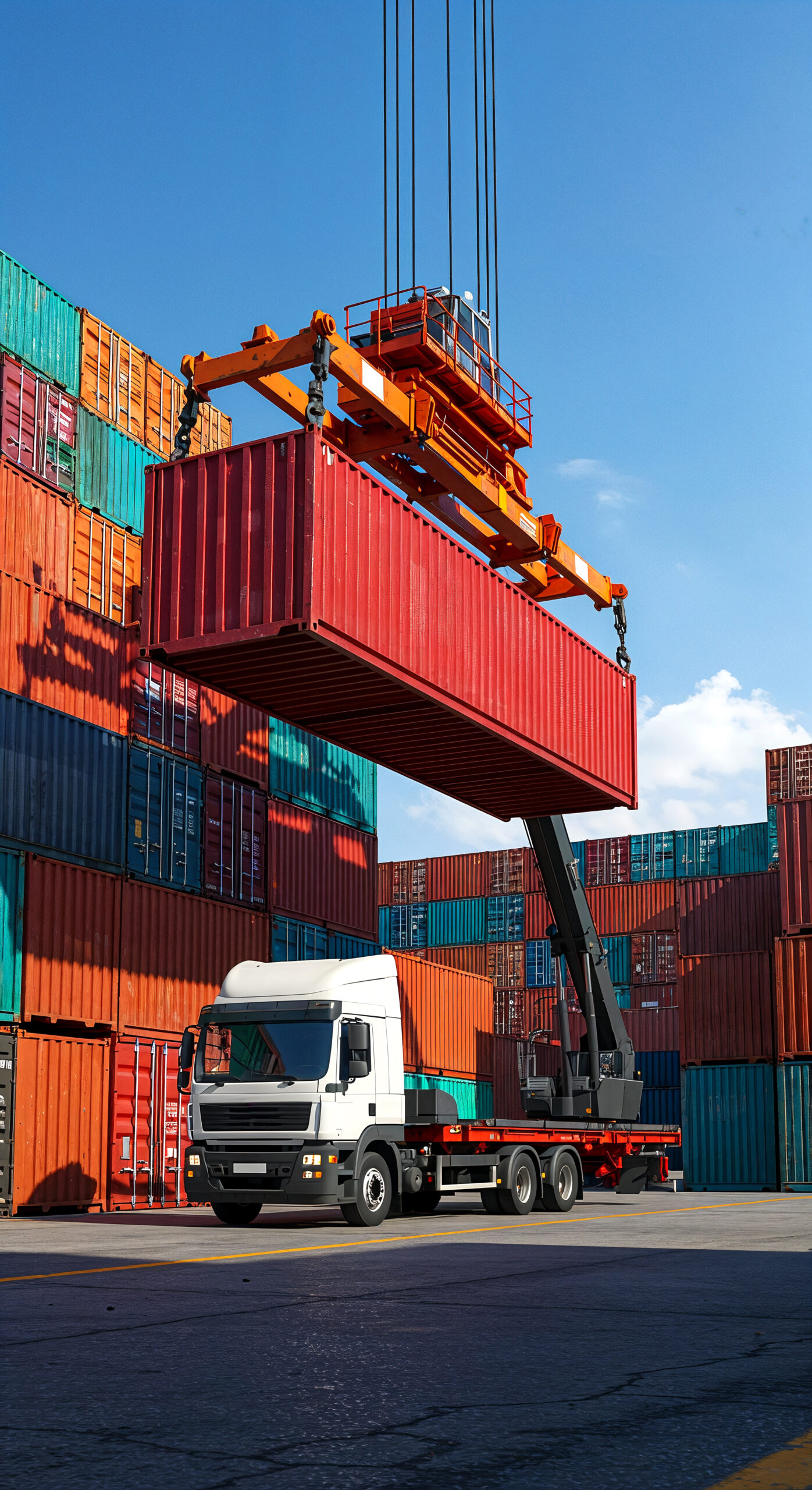 Shipping Container Being Loaded Onto Truck Port Scaled